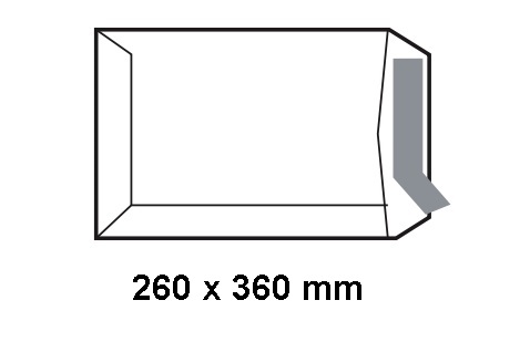 Caja de 250 bolsas autoadhesivas Offset blanco 260 x 360 mm Sam