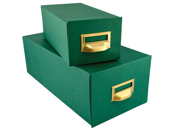 Fichero de cartón verde para 500 fichas Nº 1 de 65 x 95 mm