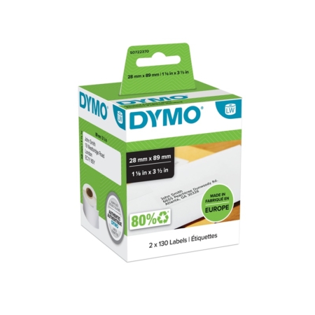 Pack de 2 rollos de etiquetas direcciones Dymo 89 x 28 mm
