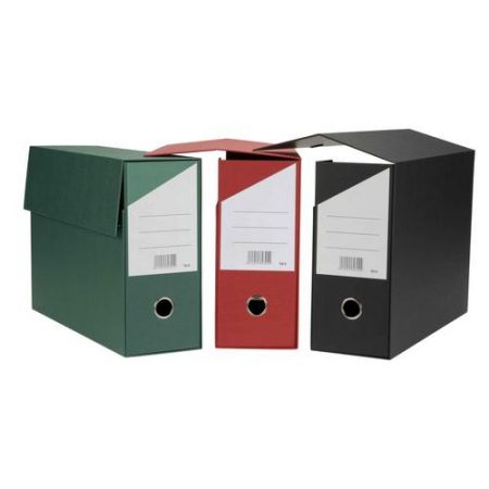 Caja de transferencia de cartón forrado en Geltex rojo Fº doble con lomo de 200 mm Mariola