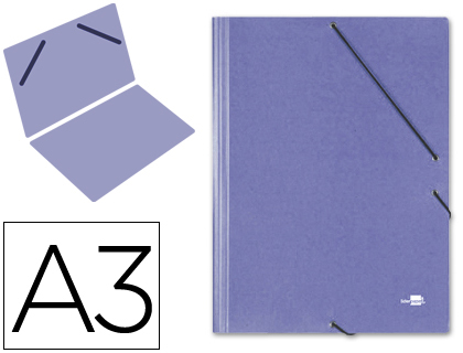 Carpeta de dibujo de cartón azul A3 con gomas, solapas y asa
