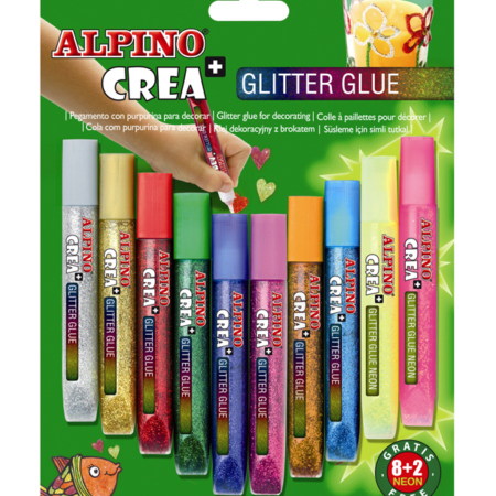 Blíster de 8+2 pegamentos Alpino Glitter Classic