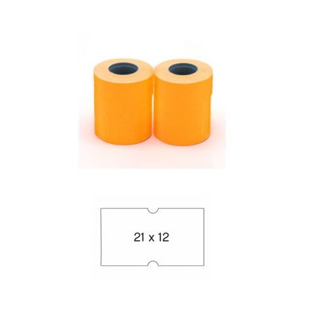Pack de 6 rollos de etiquetas naranjas flúor permanentes para etiquetadora Apli 21 x 12 mm
