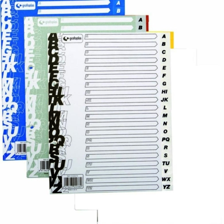 Índice alfabético (A-Z) multitaladro de PP gris A4 Grafoplas
