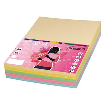 Paquete de 250 hojas de papel A4 surtido 5 Colores Suaves