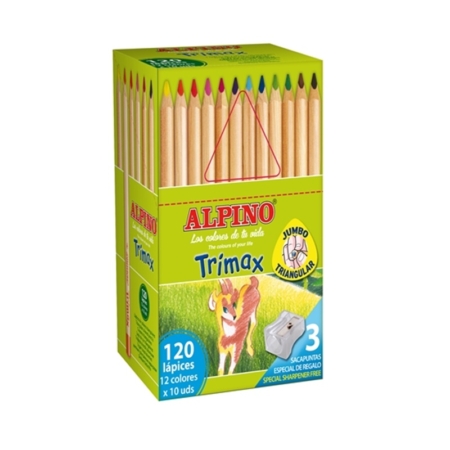 Caja de 120 lápices de colores gruesos Alpino Trimax