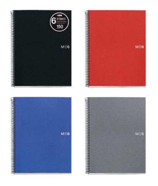 Block notebook 6 micro tapa pp A5 150h cua 5x5 rojo