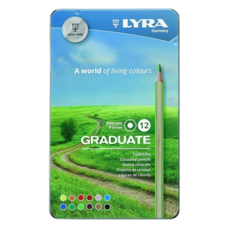 Estuche metálico de 12 lápices de colores Lyra Graduate