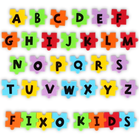 Pack de 100 letras puzzle adhesivas de goma eva