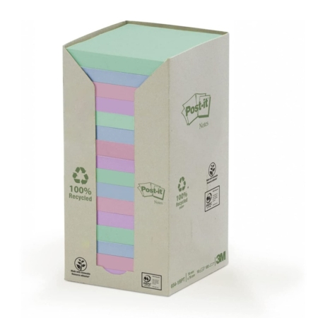 Paquete de 16 tacos de notas reciclados Post-It 76 x 76 mm