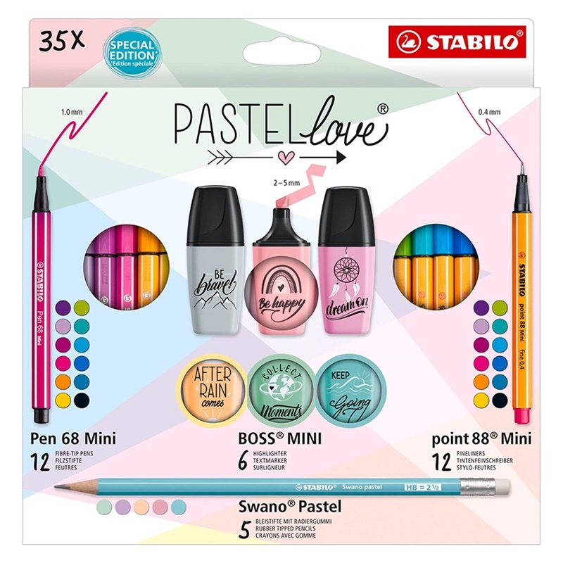 Estuche Stabilo Mini Pastel Love Pen Point Boss Y Swano Material De Oficina Material