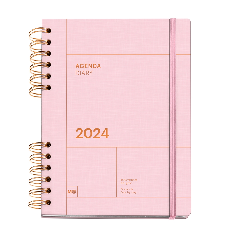 Agenda 2024 Miquelrius wire-o Plus 155 x 213 mm día página rosa Basics
