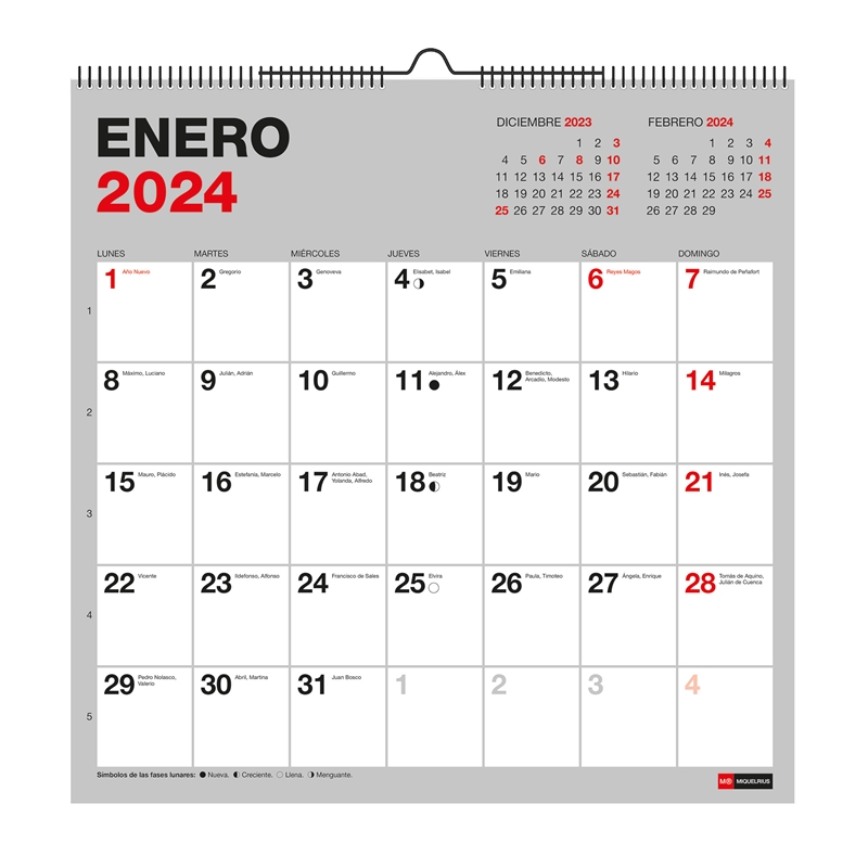  Finocam - Calendario 2024 Color de escritorio para escribir  Enero 2024 - Diciembre 2024 (12 Meses) Color Español : Productos de Oficina