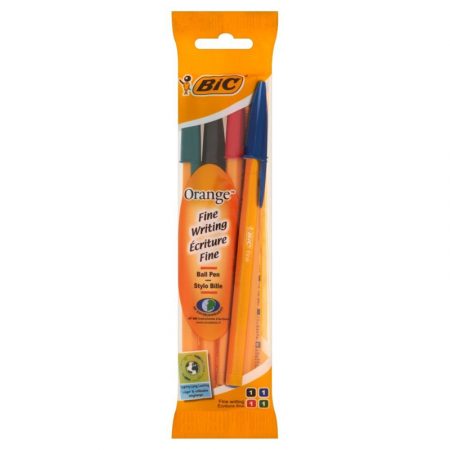 Bolsa de 4 bolígrafos Bic naranja original fine surtidos